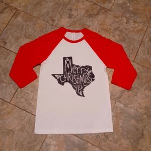 NWOT Texas Merry Christmas Yall Unisex Baseball 3/4 Raglan Tee Medium